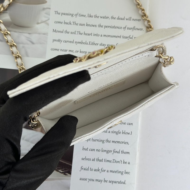 CHANEL 24S彩鑽雙C鍊帶小包 - 白金-5