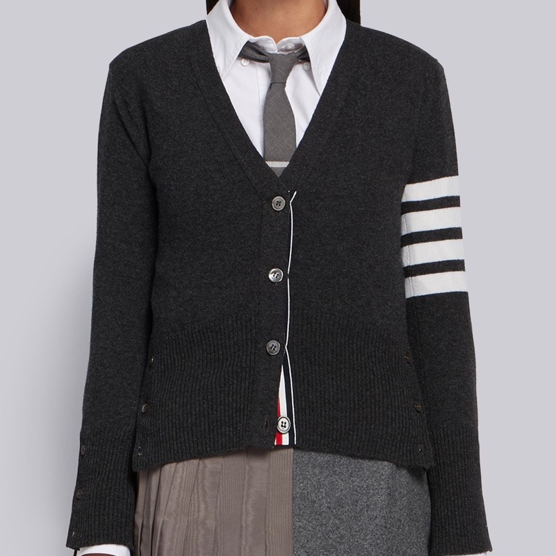 Thom Browne 女士 經典v領條紋袖開衫IT-36 IT-38 IT-40 IT-42碼-0