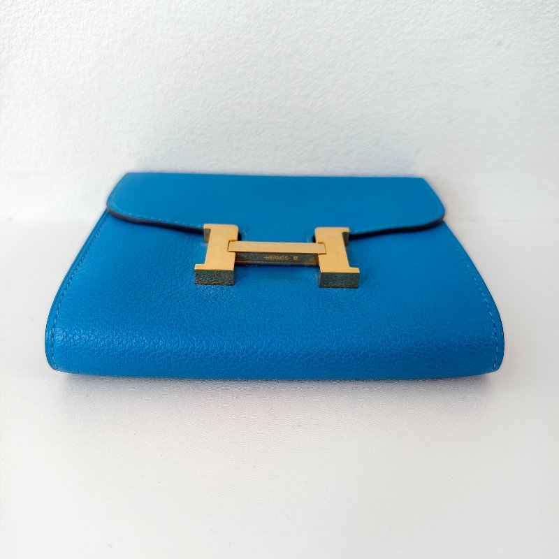愛馬仕/Hermes Constance Slim錢包 藍色 牛皮 A刻 尺寸:13x11x3.8 2017年 97新-1