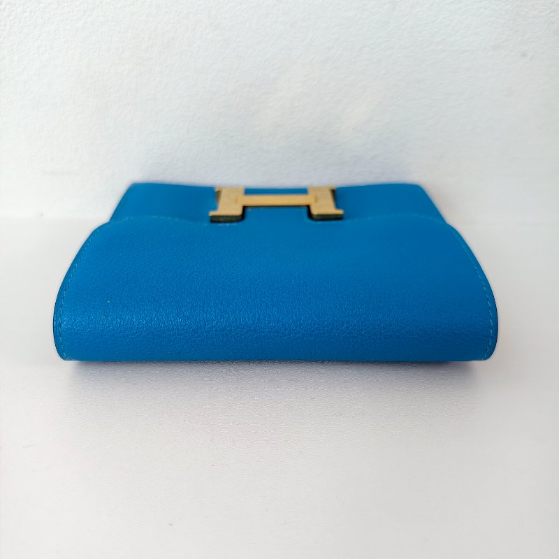 愛馬仕/Hermes Constance Slim錢包 藍色 牛皮 A刻 尺寸:13x11x3.8 2017年 97新-4