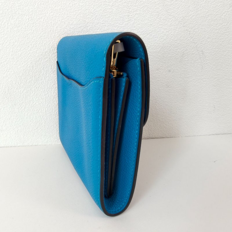 愛馬仕/Hermes Constance Slim錢包 藍色 牛皮 A刻 尺寸:13x11x3.8 2017年 97新-5