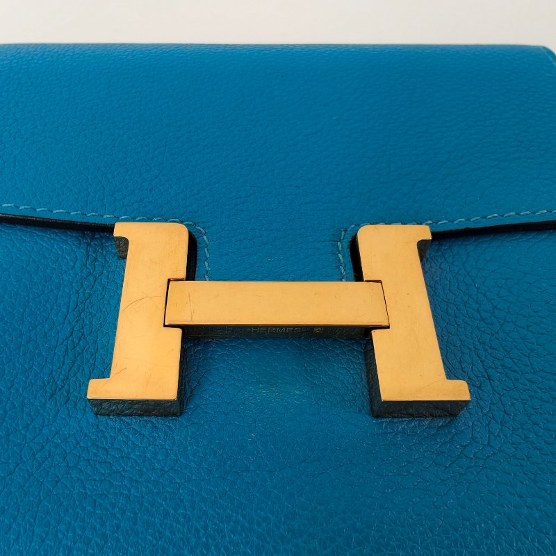 愛馬仕/Hermes Constance Slim錢包 藍色 牛皮 A刻 尺寸:13x11x3.8 2017年 97新-9