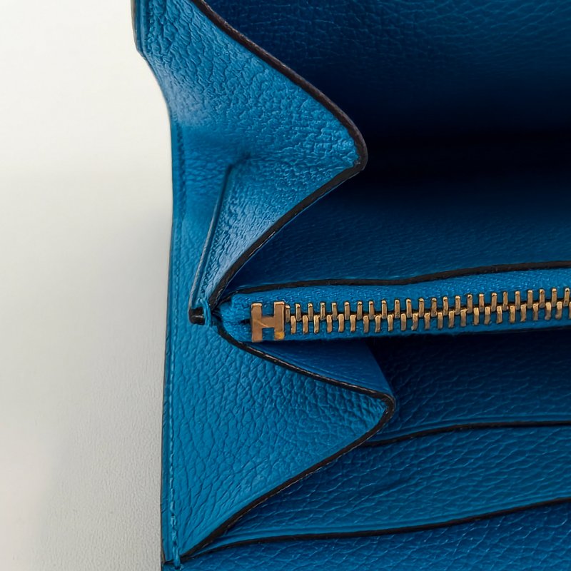 愛馬仕/Hermes Constance Slim錢包 藍色 牛皮 A刻 尺寸:13x11x3.8 2017年 97新-19