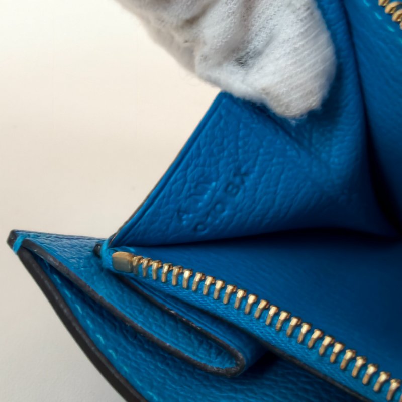 愛馬仕/Hermes Constance Slim錢包 藍色 牛皮 A刻 尺寸:13x11x3.8 2017年 97新-20