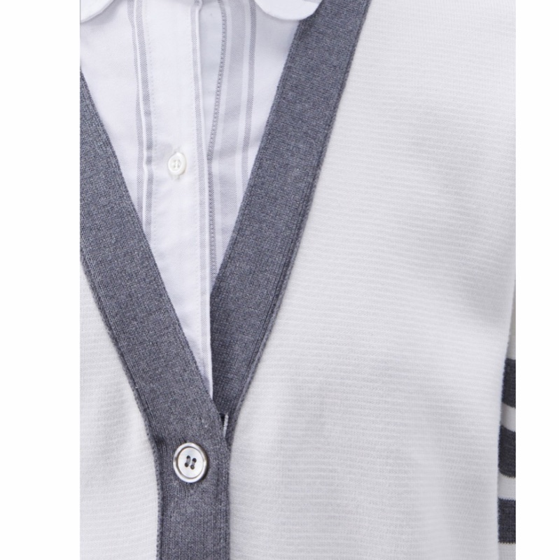 Thom Browne 女士 V領對比邊飾針織開衫IT-36 IT-38 IT-40 IT-42 IT-44碼-2