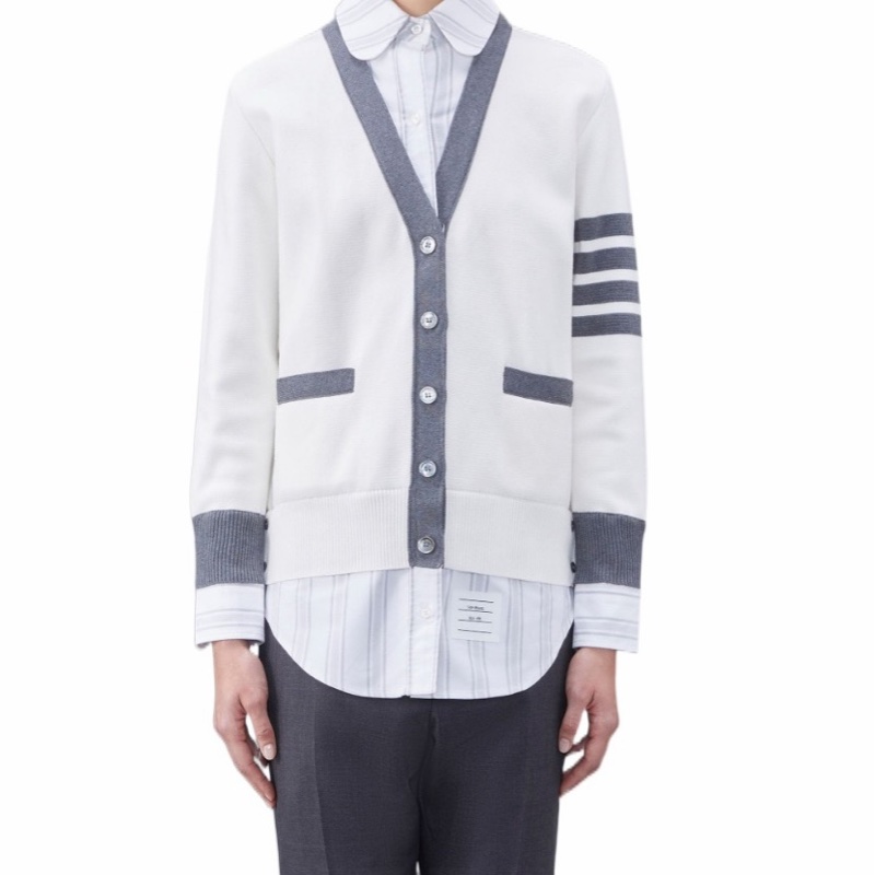 Thom Browne 女士 V領對比邊飾針織開衫IT-36 IT-38 IT-40 IT-42 IT-44碼-3