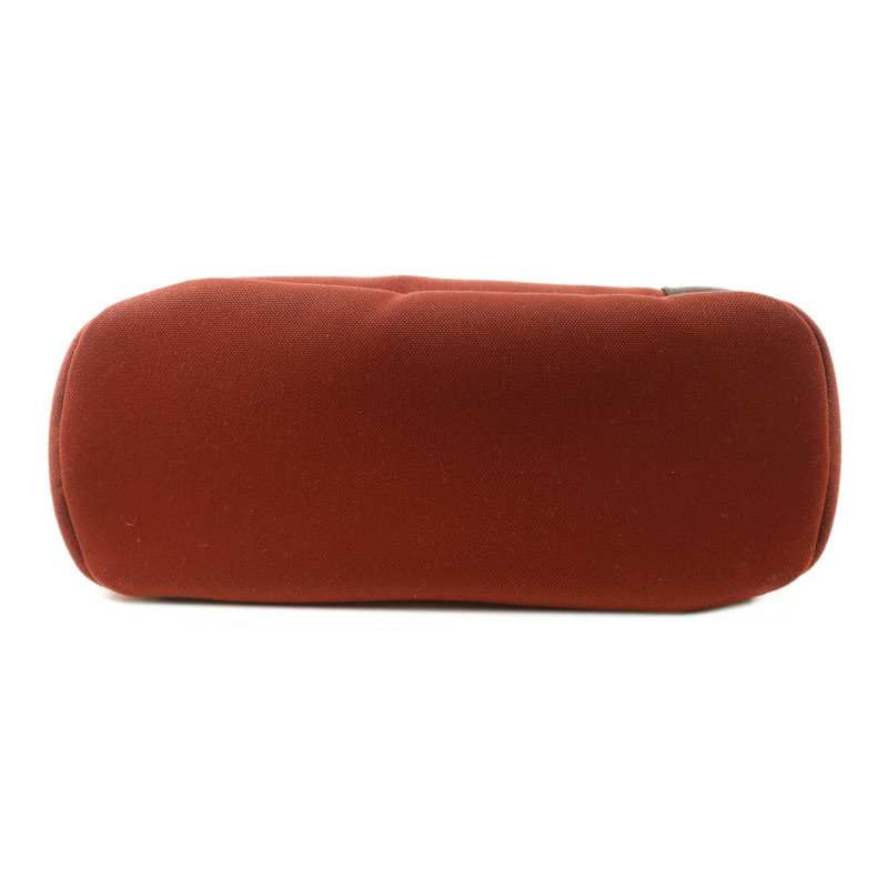 HERMES 帆布Grooming Bag銀扣手挽肩背兩用袋Rouge H/Chocolate-3