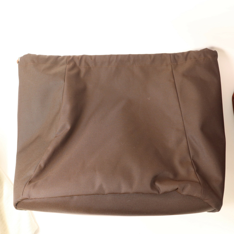 HERMES 帆布Grooming Bag銀扣手挽肩背兩用袋Rouge H/Chocolate-12