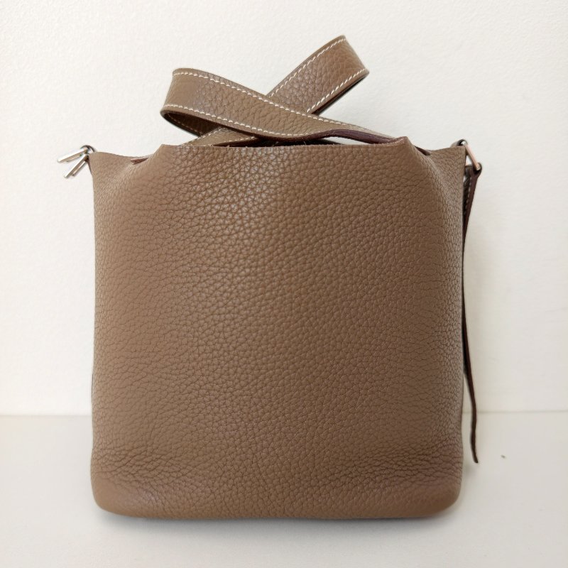 hermes款菜籃子18 celemence 牛皮大象灰 框q 尺寸18*18*13cm 年份:2013年 98新 一把鎖 一把鑰匙-1