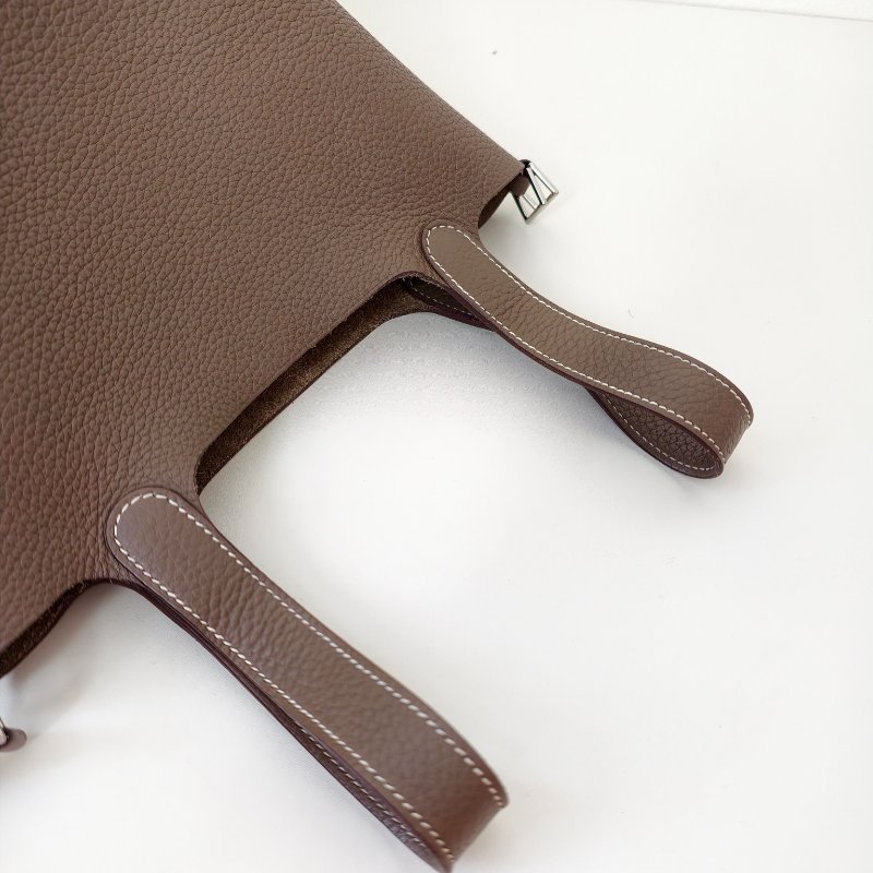 hermes款菜籃子18 celemence 牛皮大象灰 框q 尺寸18*18*13cm 年份:2013年 98新 一把鎖 一把鑰匙-5