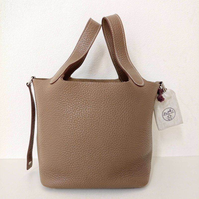 hermes款菜籃子18 celemence 牛皮大象灰 框q 尺寸18*18*13cm 年份:2013年 98新 一把鎖 一把鑰匙-6