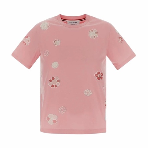 Thom Browne 女士 徽標花卉刺繡圓領T恤IT-40碼