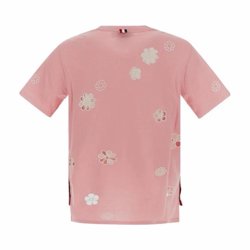 Thom Browne 女士 徽標花卉刺繡圓領T恤IT-40碼-5
