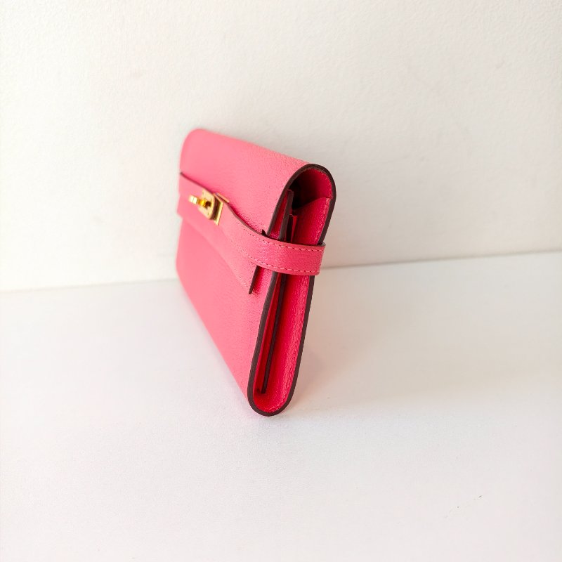 愛馬仕/Hermes kelly Togo 牛皮長款錢包 X刻 玫紅色 20*11.5*1.5cm 2016年 98新-2