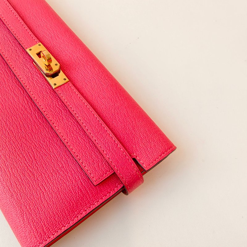 愛馬仕/Hermes kelly Togo 牛皮長款錢包 X刻 玫紅色 20*11.5*1.5cm 2016年 98新-5