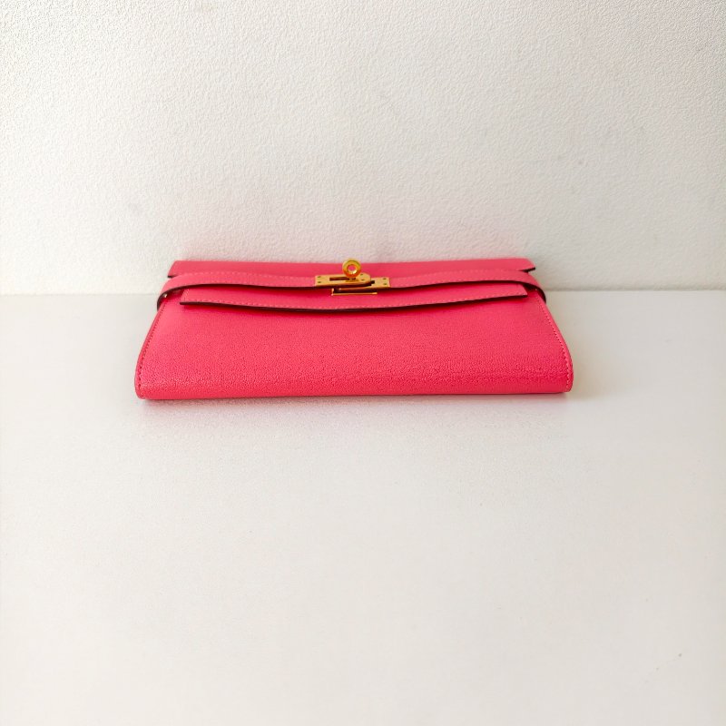 愛馬仕/Hermes kelly Togo 牛皮長款錢包 X刻 玫紅色 20*11.5*1.5cm 2016年 98新-6
