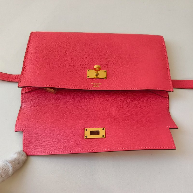 愛馬仕/Hermes kelly Togo 牛皮長款錢包 X刻 玫紅色 20*11.5*1.5cm 2016年 98新-8