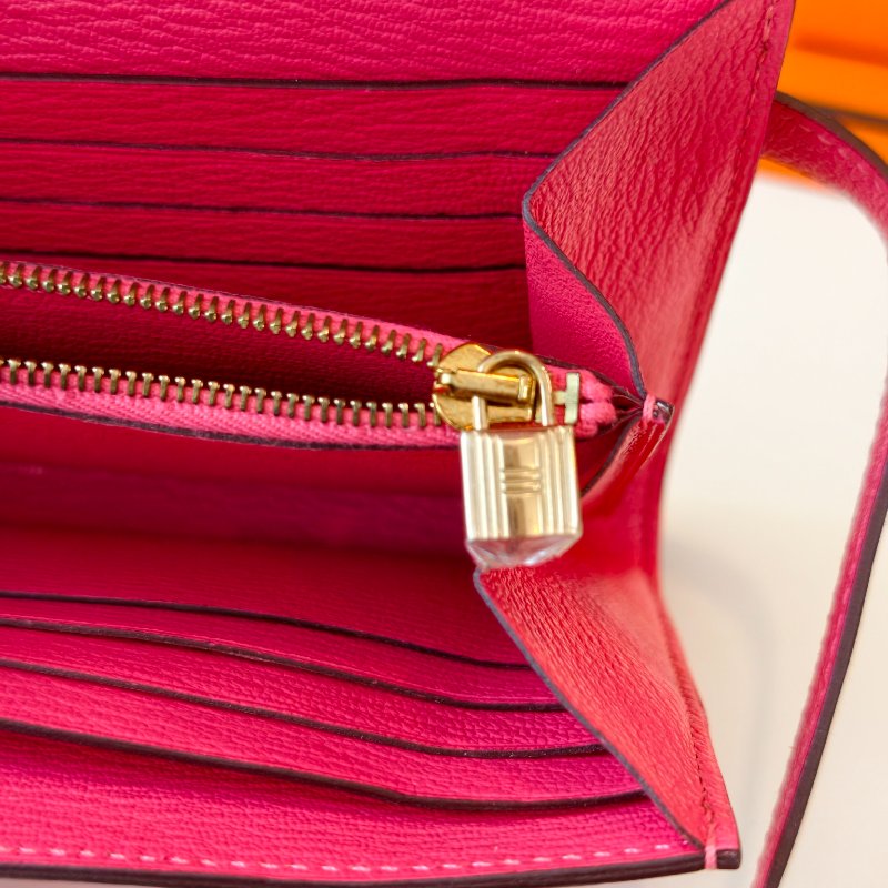 愛馬仕/Hermes kelly Togo 牛皮長款錢包 X刻 玫紅色 20*11.5*1.5cm 2016年 98新-12