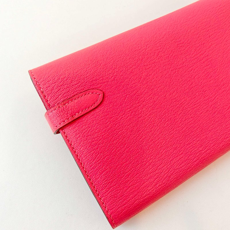愛馬仕/Hermes kelly Togo 牛皮長款錢包 X刻 玫紅色 20*11.5*1.5cm 2016年 98新-16