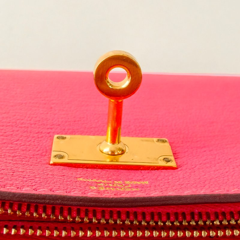 愛馬仕/Hermes kelly Togo 牛皮長款錢包 X刻 玫紅色 20*11.5*1.5cm 2016年 98新-19