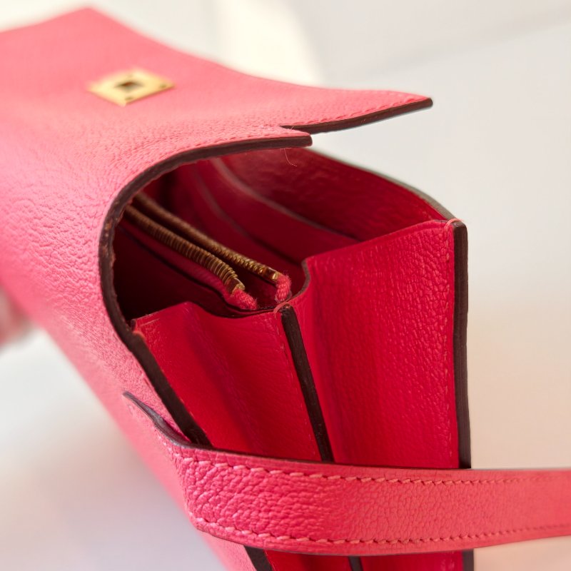 愛馬仕/Hermes kelly Togo 牛皮長款錢包 X刻 玫紅色 20*11.5*1.5cm 2016年 98新-20