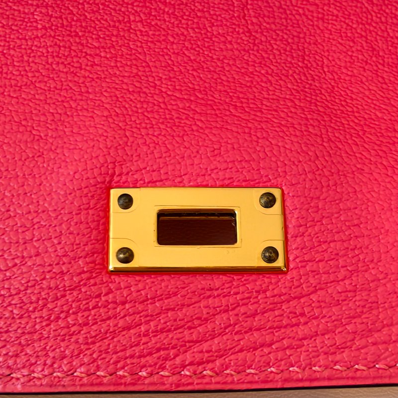 愛馬仕/Hermes kelly Togo 牛皮長款錢包 X刻 玫紅色 20*11.5*1.5cm 2016年 98新-21