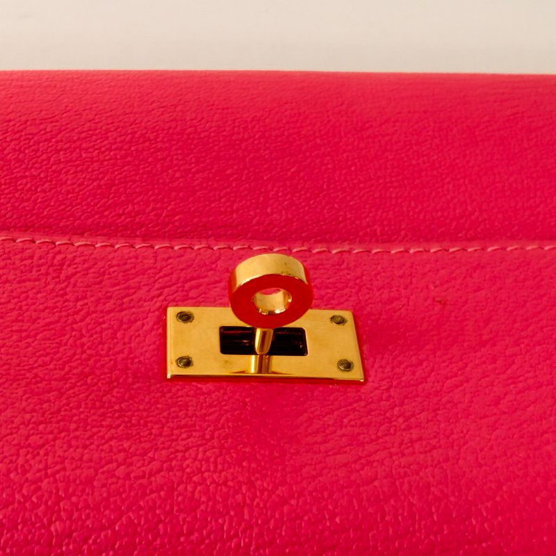 愛馬仕/Hermes kelly Togo 牛皮長款錢包 X刻 玫紅色 20*11.5*1.5cm 2016年 98新-23