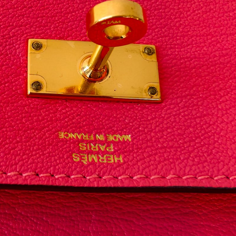 愛馬仕/Hermes kelly Togo 牛皮長款錢包 X刻 玫紅色 20*11.5*1.5cm 2016年 98新-24