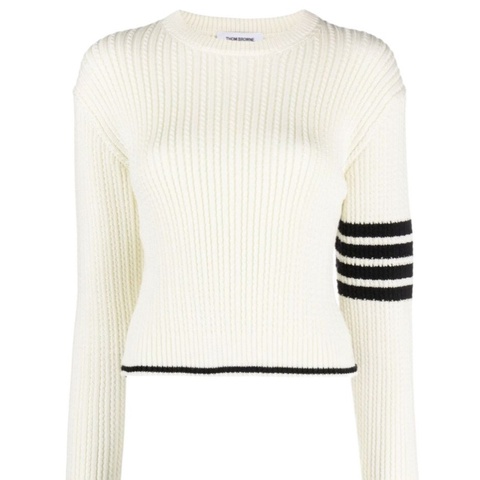 Thom Browne 女士 條紋細節羊毛針織毛衣IT-38碼