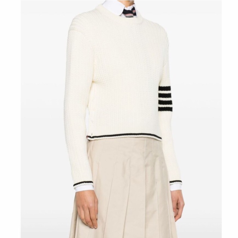 Thom Browne 女士 條紋細節羊毛針織毛衣IT-38碼-1