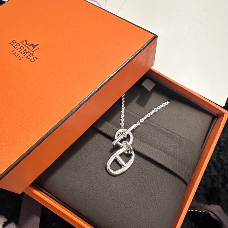 🔥全新💯 愛馬仕純銀豬鼻子項鍊 Chaine d'Ancre墜飾-8