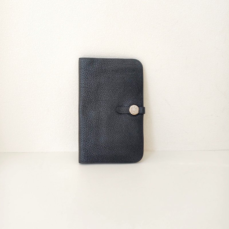 Hermes 愛馬仕celemence 牛皮黑色錢包 框M 長20cm 2009年 97新-0