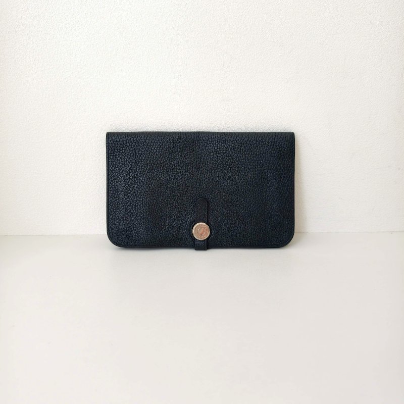 Hermes 愛馬仕celemence 牛皮黑色錢包 框M 長20cm 2009年 97新-3