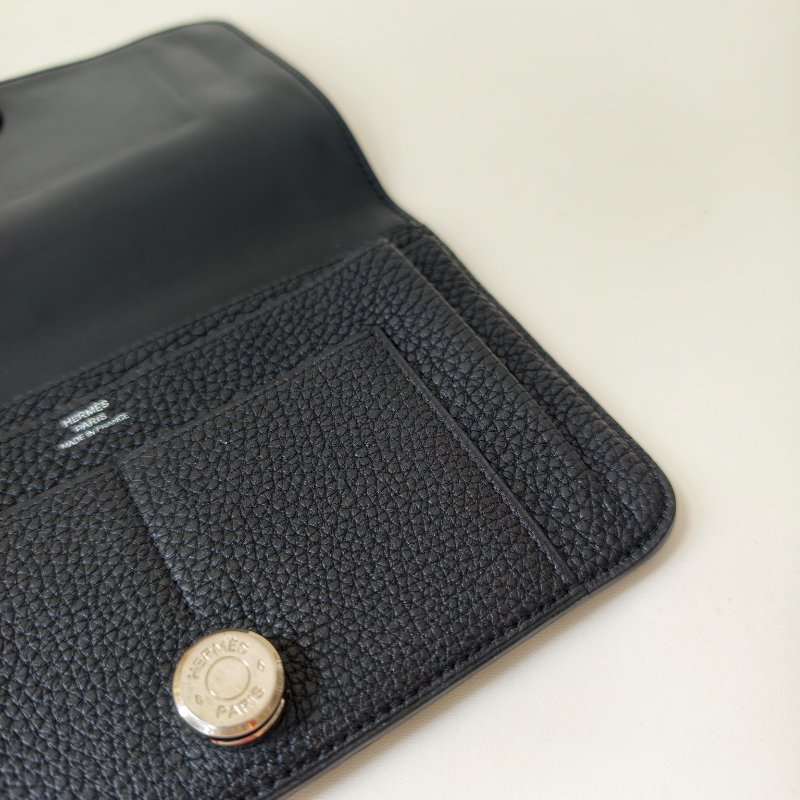 Hermes 愛馬仕celemence 牛皮黑色錢包 框M 長20cm 2009年 97新-4