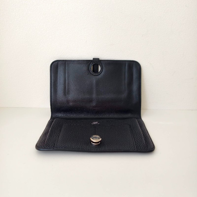 Hermes 愛馬仕celemence 牛皮黑色錢包 框M 長20cm 2009年 97新-6