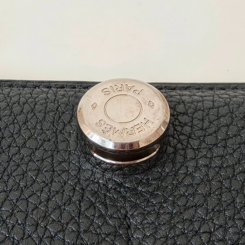 Hermes 愛馬仕celemence 牛皮黑色錢包 框M 長20cm 2009年 97新-10