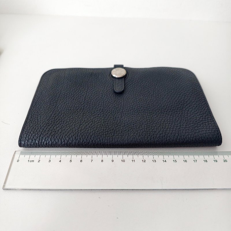 Hermes 愛馬仕celemence 牛皮黑色錢包 框M 長20cm 2009年 97新-15