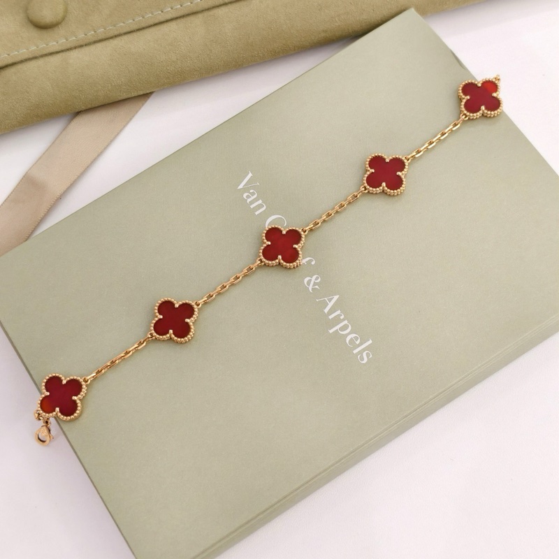 梵克雅寶/vca紅玉髓紅五花手鍊23年-2