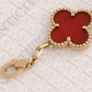 梵克雅寶/vca紅玉髓紅五花手鍊23年-6