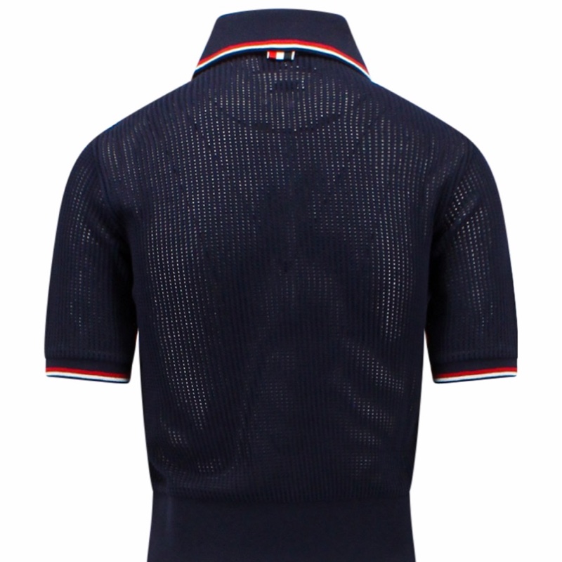 Thom Browne 女士 標誌性條紋細節Polo衫IT-36 IT-38 IT-40碼-1