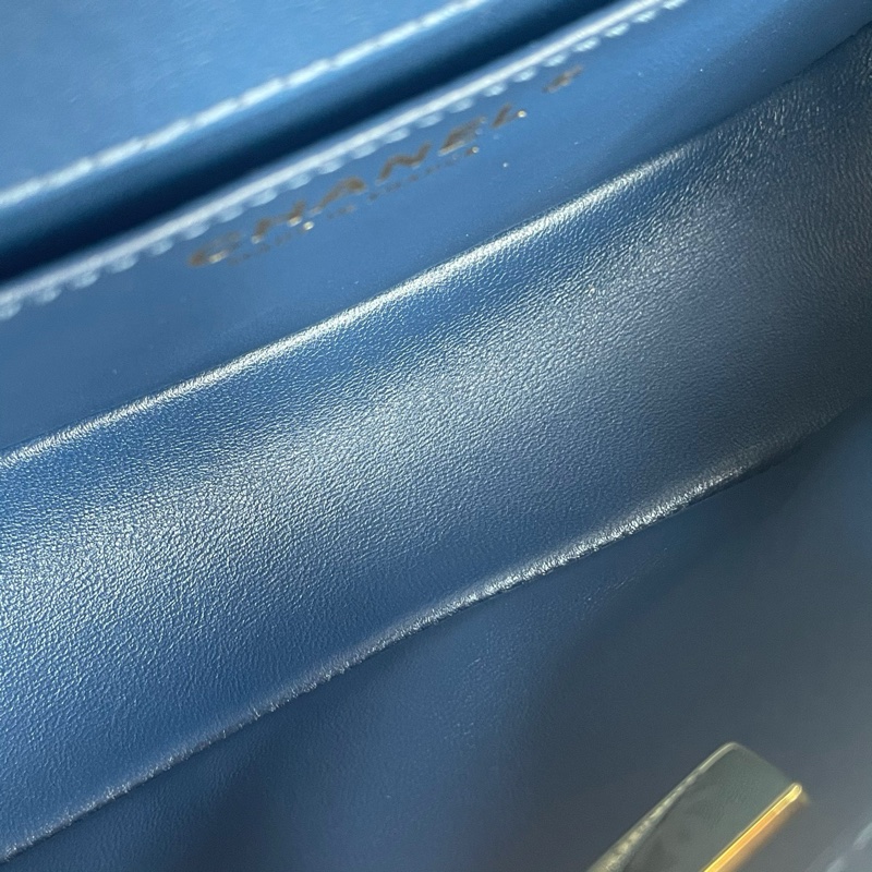 Chanel/香奈兒 22p金屬手柄leboy宮廷款限量版藍色配金扣22年-5
