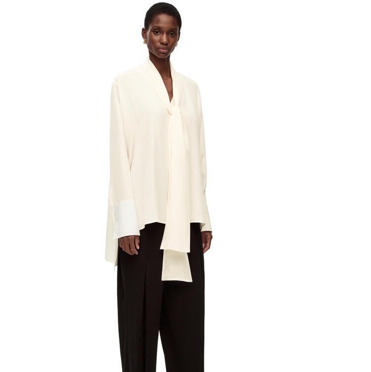 Loewe 女士 Anagram 領夾式真絲襯衫38F FR-34 FR-36 FR-38碼-1