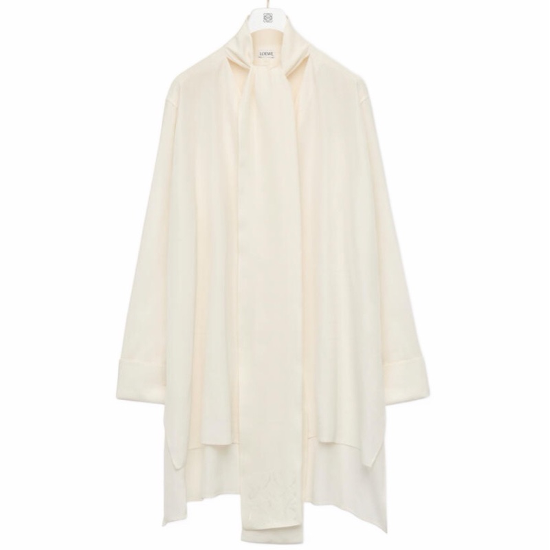 Loewe 女士 Anagram 領夾式真絲襯衫38F FR-34 FR-36 FR-38碼-4