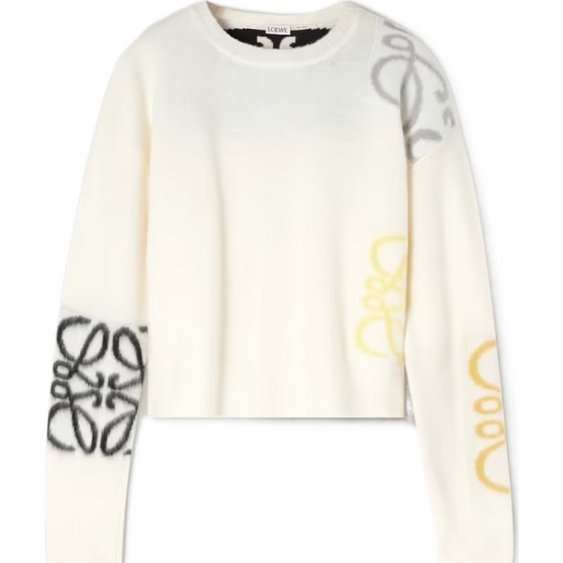 Loewe 女士 短款嵌花羊毛毛衣L碼-0