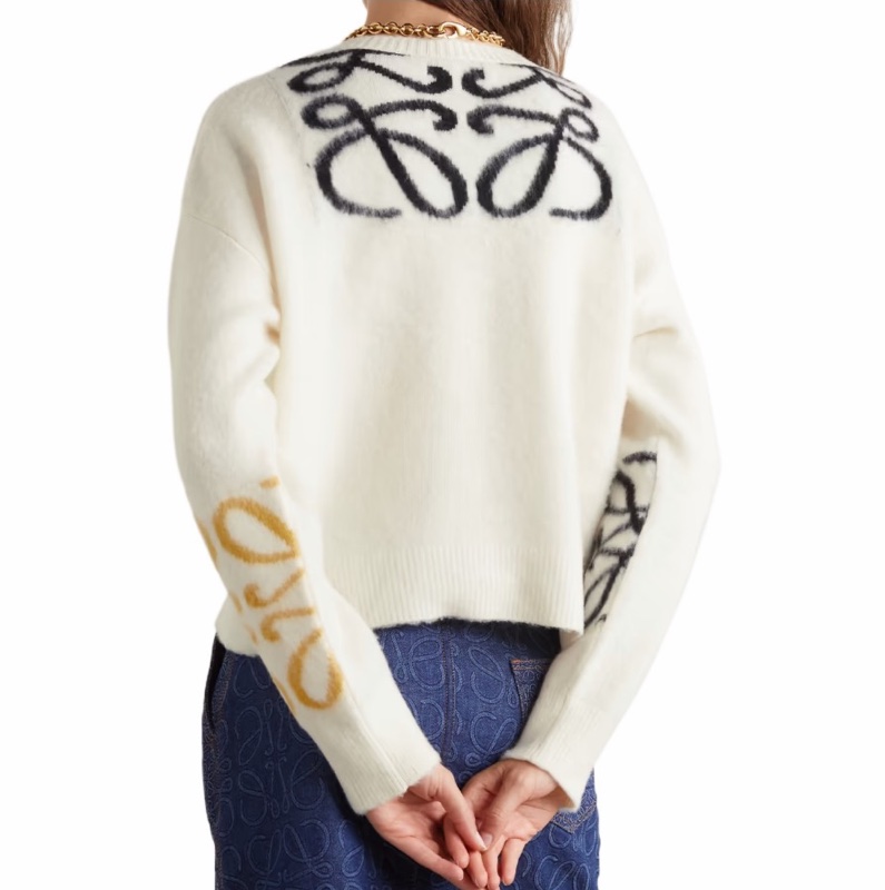 Loewe 女士 短款嵌花羊毛毛衣L碼-1