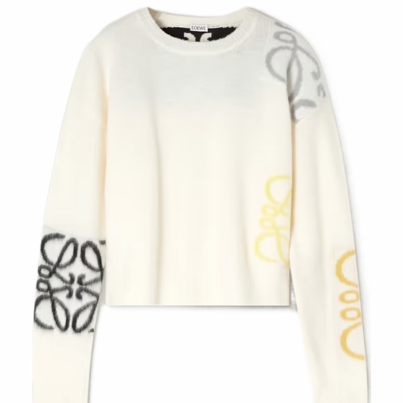 Loewe 女士 短款嵌花羊毛毛衣L碼-4