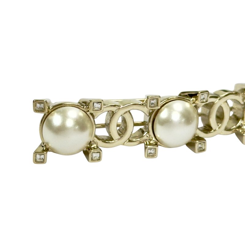 CHANEL CC 珠珠 水鑽 髮夾-1