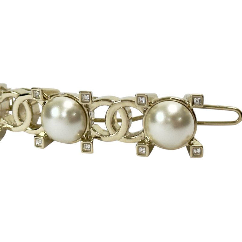 CHANEL CC 珠珠 水鑽 髮夾-2