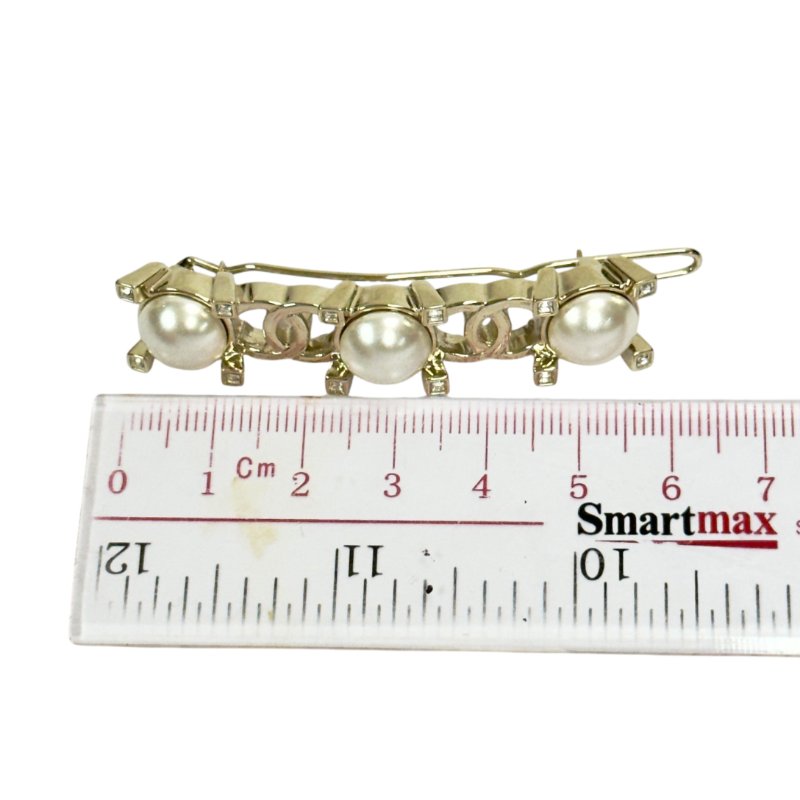 CHANEL CC 珠珠 水鑽 髮夾-8