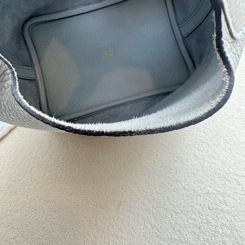 Hermes愛馬仕 picotin 菜籃子 18寸 togo 牛皮聖杯藍 金扣 Z刻2021年-21